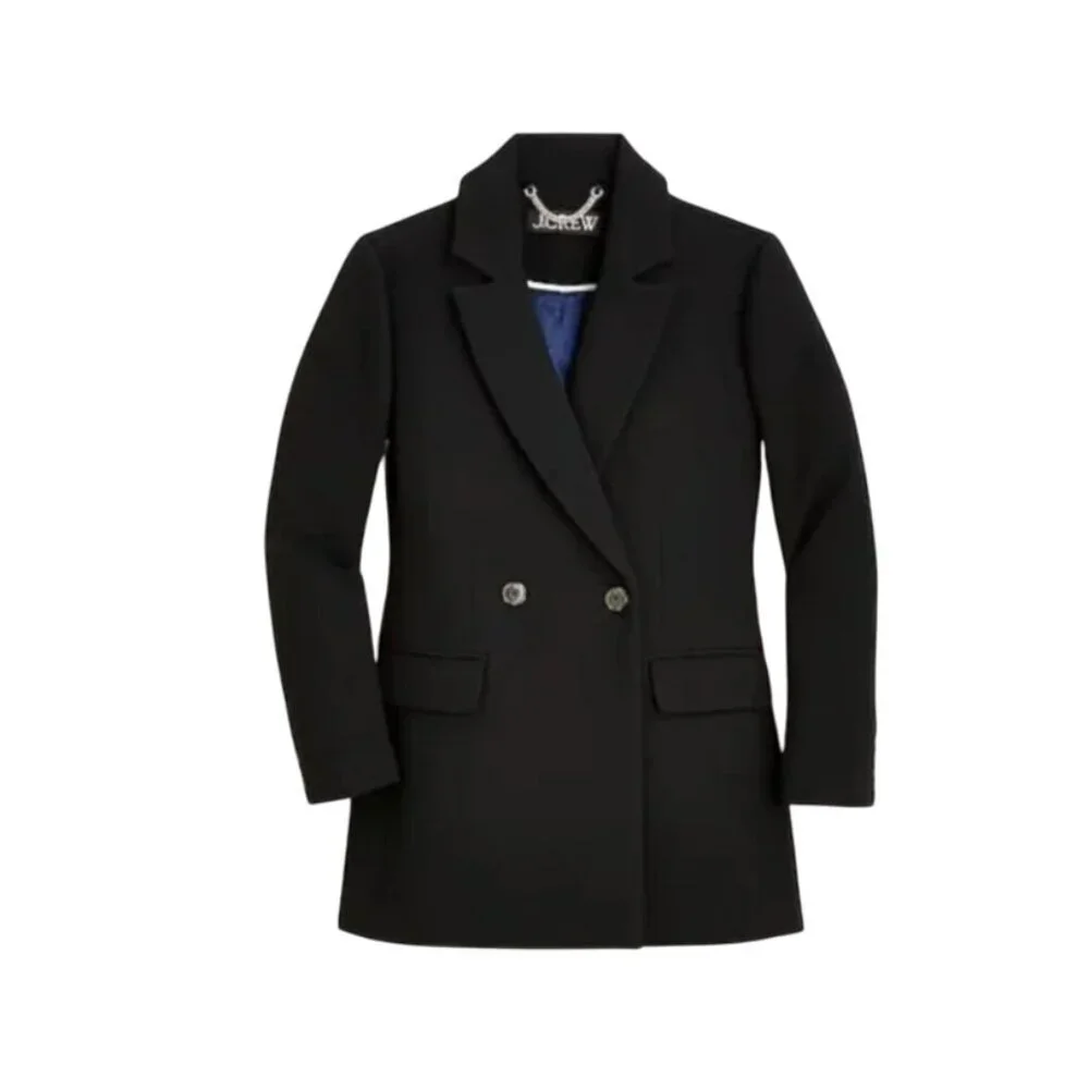 NWT JCrew Evening Blazer Jacket Womens 4 Black Italian Double Cloth Wool BM426